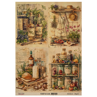 лист крафт бумаги с рисунком "cooking delights", #9, 42x29,7 см