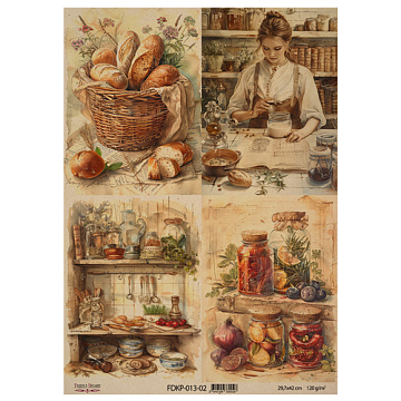 Arkusz kraft papieru z wzorem "Cooking delights", #2, 42x29,7 cm