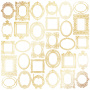 Arkusz papieru jednostronnego wytłaczanego złotą folią, wzór Złote Ramki Białe 30,5x30,5cm 
