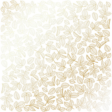 лист односторонней бумаги с фольгированием, дизайн golden rose leaves white, 30,5см х 30,5см