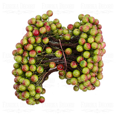 набор лаковых ягод калины мини зелено-красный 20шт