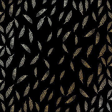 Blatt aus einseitigem Papier mit Goldfolienprägung, Muster Golden Feather Black, 12"x12"
