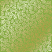 лист односторонней бумаги с фольгированием, дизайн golden leaves mini, bright green, 30,5см х 30,5см