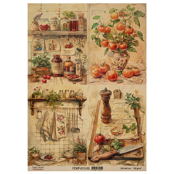 Arkusz kraft papieru z wzorem "Cooking delights", #5, 42x29,7 cm