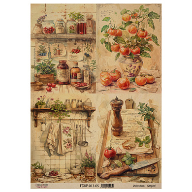 лист крафт бумаги с рисунком "cooking delights", #5, 42x29,7 см