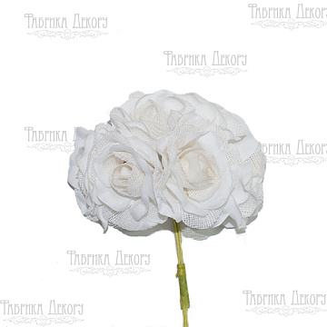 Set of bigRose flowers, color White, 6pcs