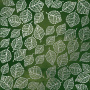 Einseitig bedrucktes Blatt Papier mit Silberfolie, Muster Silberne zarte Blätter, Farbe Dunkelgrünes Aquarell 12"x12"