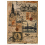 лист крафт бумаги с рисунком "vintage europe", #9, 42x29,7 см