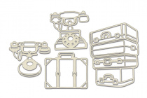  Набор чипбордов Старинные телефоны и чемоданы 10х15 см #670 color_Milk