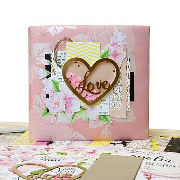 Scrapbooking Fotoalbum „Magnolia in Bloom“, 20cm x 20cm, DIY Kit #12