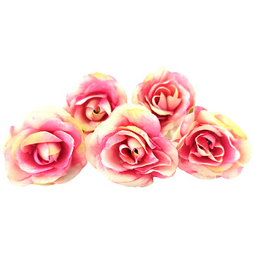 Tea rose flower mini, Pink with white, 1pc
