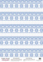 deco vellum colored sheet blue on white embroidery, a3 (11,7" х 16,5")