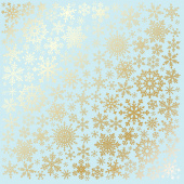 лист односторонней бумаги с фольгированием, дизайн golden snowflakes blue, 30,5см х 30,5 см