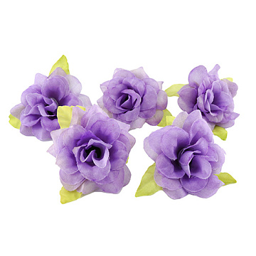 Rose flower with leaves, Lilac, 1pc