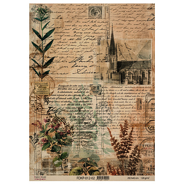 Arkusz kraft papieru z wzorem "Naturalist Notes", #2, 42x29,7 cm